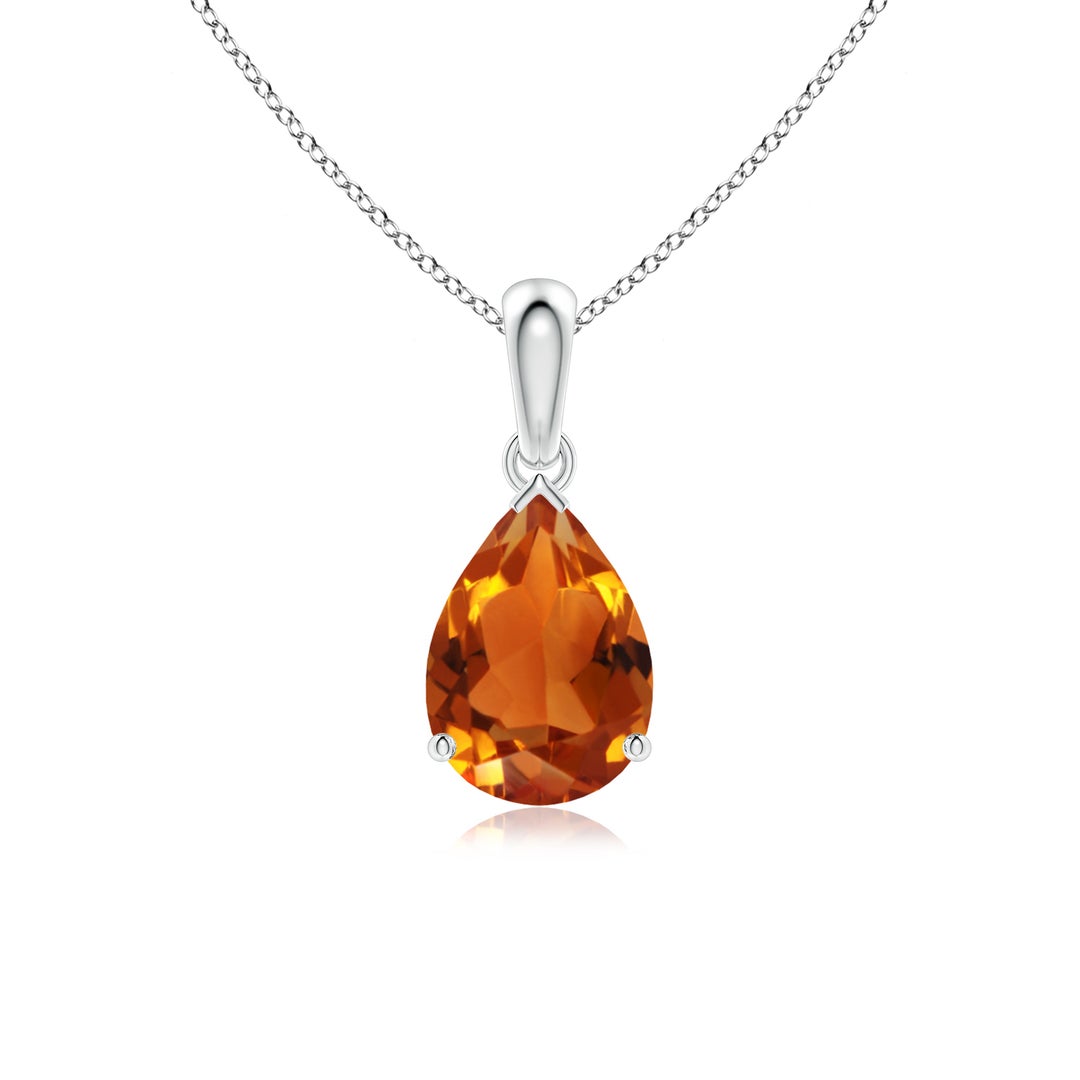 Pear-Cut Citrine Solitaire Pendant Necklace