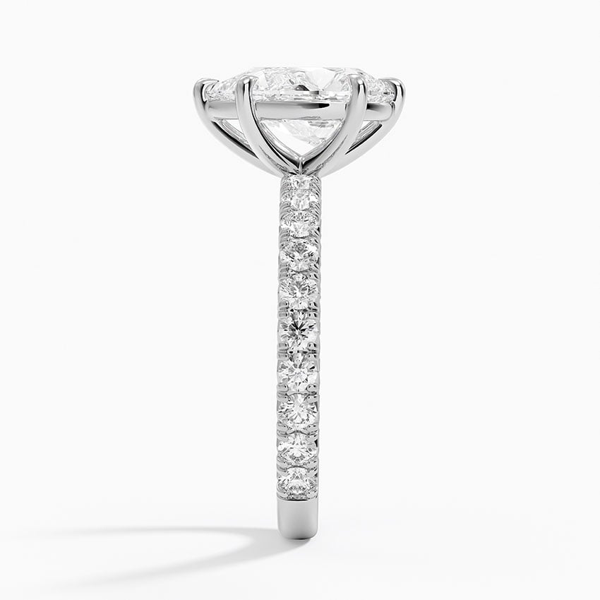 Pear Cut French Pavé Flush-Fit Moissanite Engagement Ring