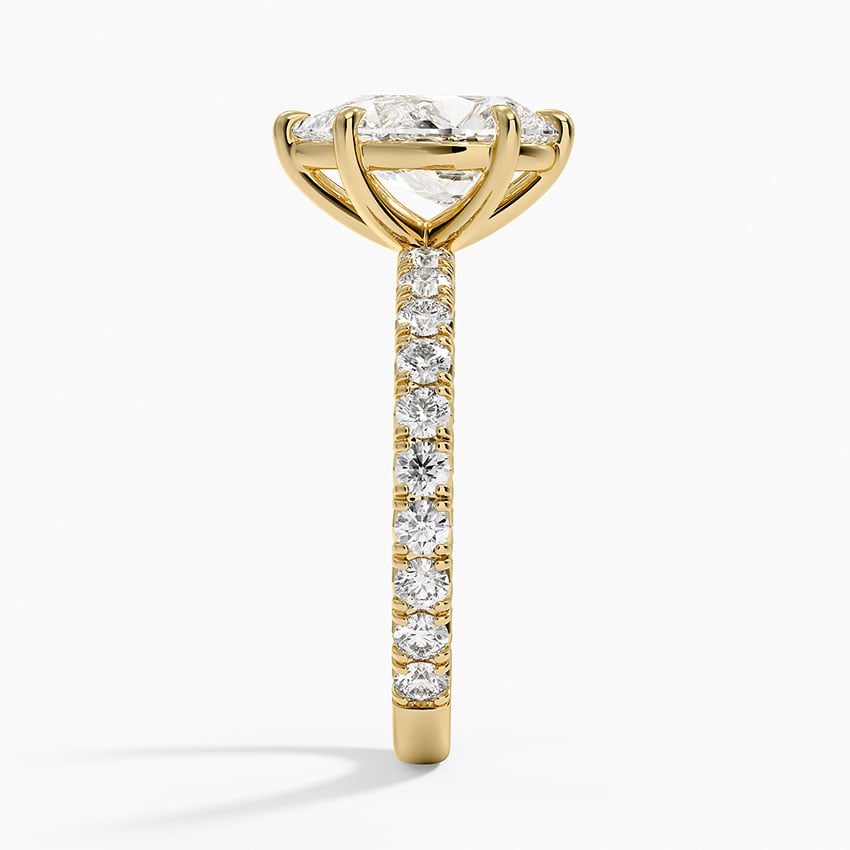 Pear Cut French Pavé Flush-Fit Moissanite Engagement Ring