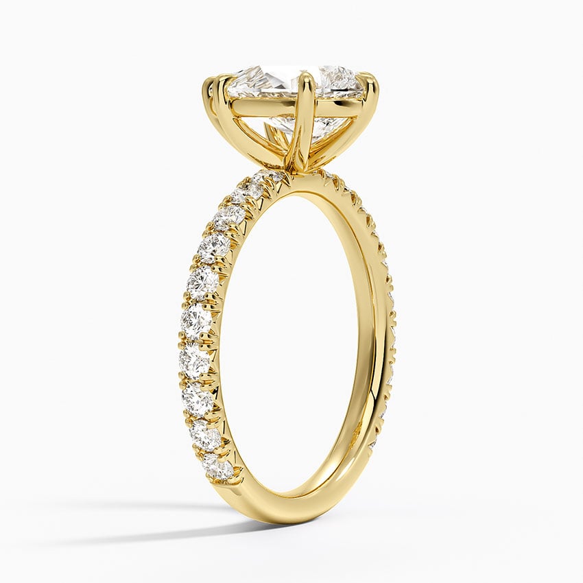 Pear Cut French Pavé Flush-Fit Moissanite Engagement Ring