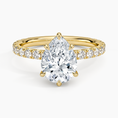 Pear Cut French Pavé Flush-Fit Moissanite Engagement Ring