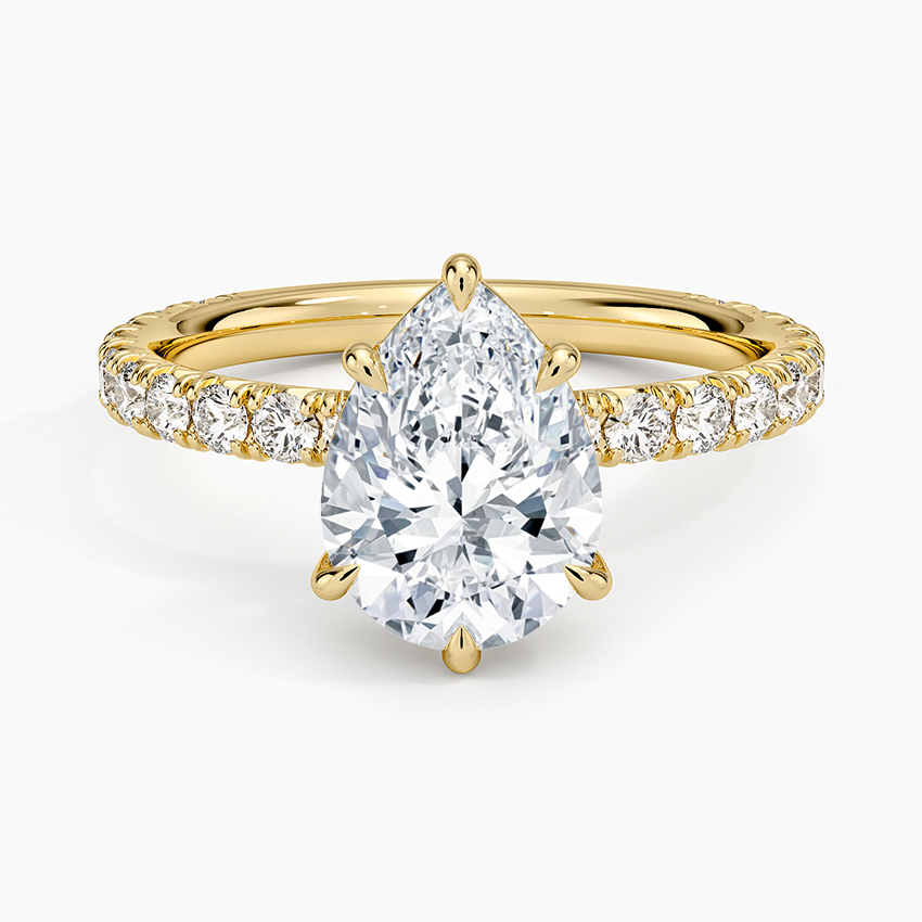 Pear Cut French Pavé Flush-Fit Moissanite Engagement Ring
