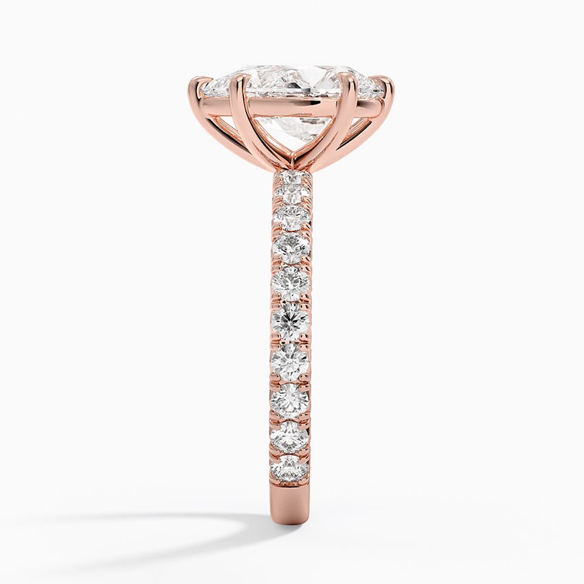 Pear Cut French Pavé Flush-Fit Moissanite Engagement Ring