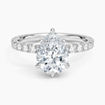 Pear Cut French Pavé Moissanite Engagement Ring with Hidden Halo