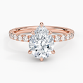 Pear Cut French Pavé Moissanite Engagement Ring with Hidden Halo