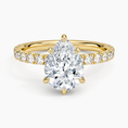 Pear Cut French Pavé Moissanite Engagement Ring with Hidden Halo