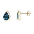 Pear Cut Lab Alexandrite with Moissanite Half Halo Stud Earrings