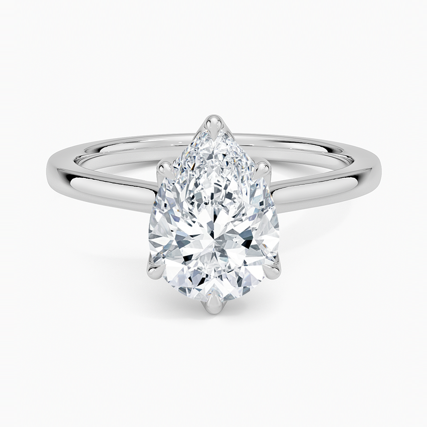Pear Cut Petal Prong Solitaire Moissanite Engagement Ring