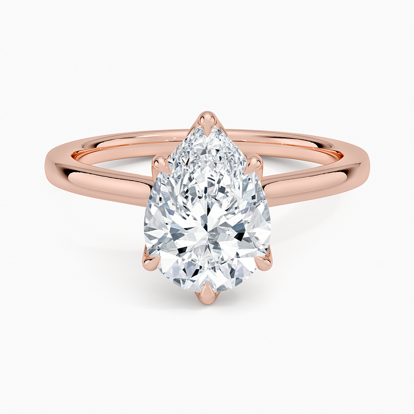 Pear Cut Petal Prong Solitaire Moissanite Engagement Ring