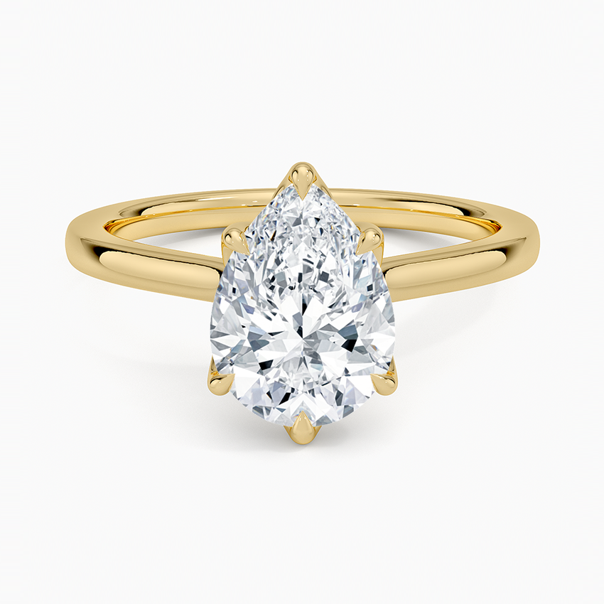Pear Cut Petal Prong Solitaire Moissanite Engagement Ring