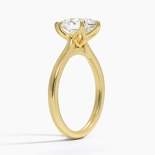 Pear Cut Petal Prong Solitaire Moissanite Engagement Ring
