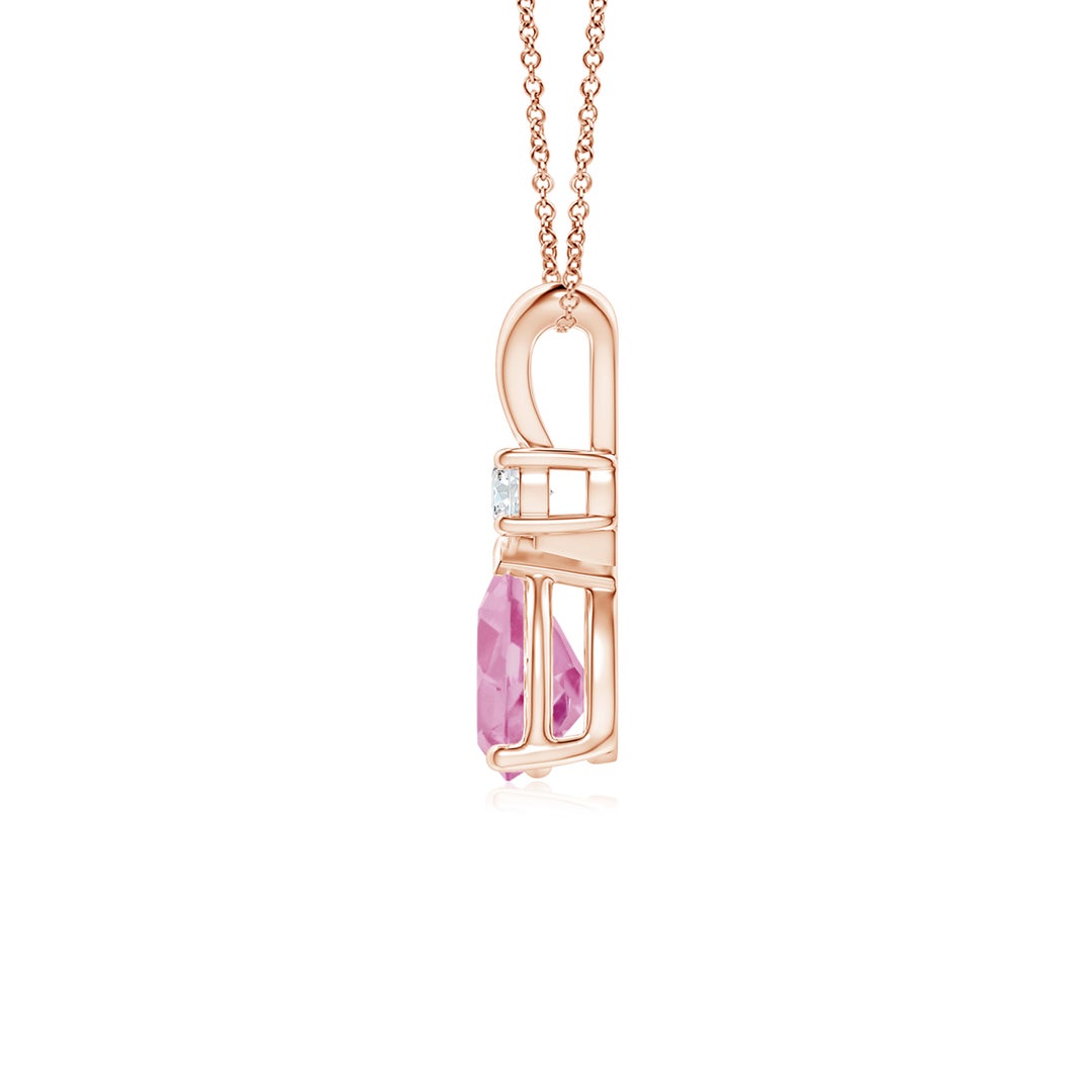 Pear Cut Pink Tourmaline Pendant with Moissanite Accent Teardrop Necklace
