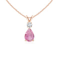 Pear Cut Pink Tourmaline Pendant with Moissanite Accent Teardrop Necklace