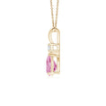 Pear Cut Pink Tourmaline Pendant with Moissanite Accent Teardrop Necklace