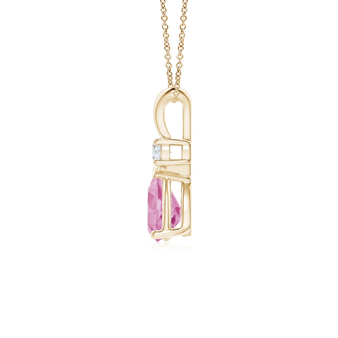 Pear Cut Pink Tourmaline Pendant with Moissanite Accent Teardrop Necklace