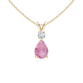 Pear Cut Pink Tourmaline Pendant with Moissanite Accent Teardrop Necklace