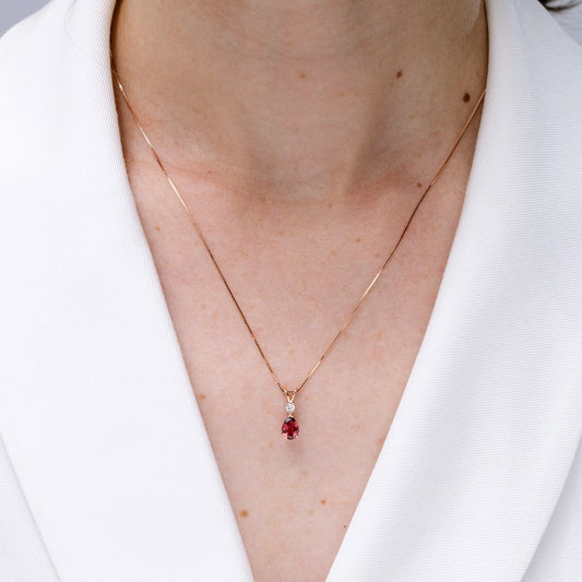 Pear Cut Pink Tourmaline Pendant with Moissanite Accent Teardrop Necklace