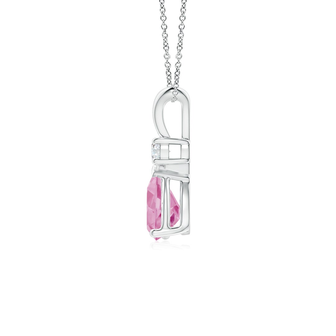 Pear Cut Pink Tourmaline Pendant with Moissanite Accent Teardrop Necklace