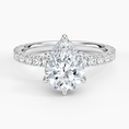 Pear Cut Three-Quarter Pavé Band Moissanite Engagement Ring with Hidden Halo