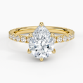Pear Cut Three-Quarter Pavé Band Moissanite Engagement Ring with Hidden Halo