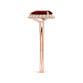 Pear Lab-Created Ruby with Angled Halo Moissanite Engagement Ring