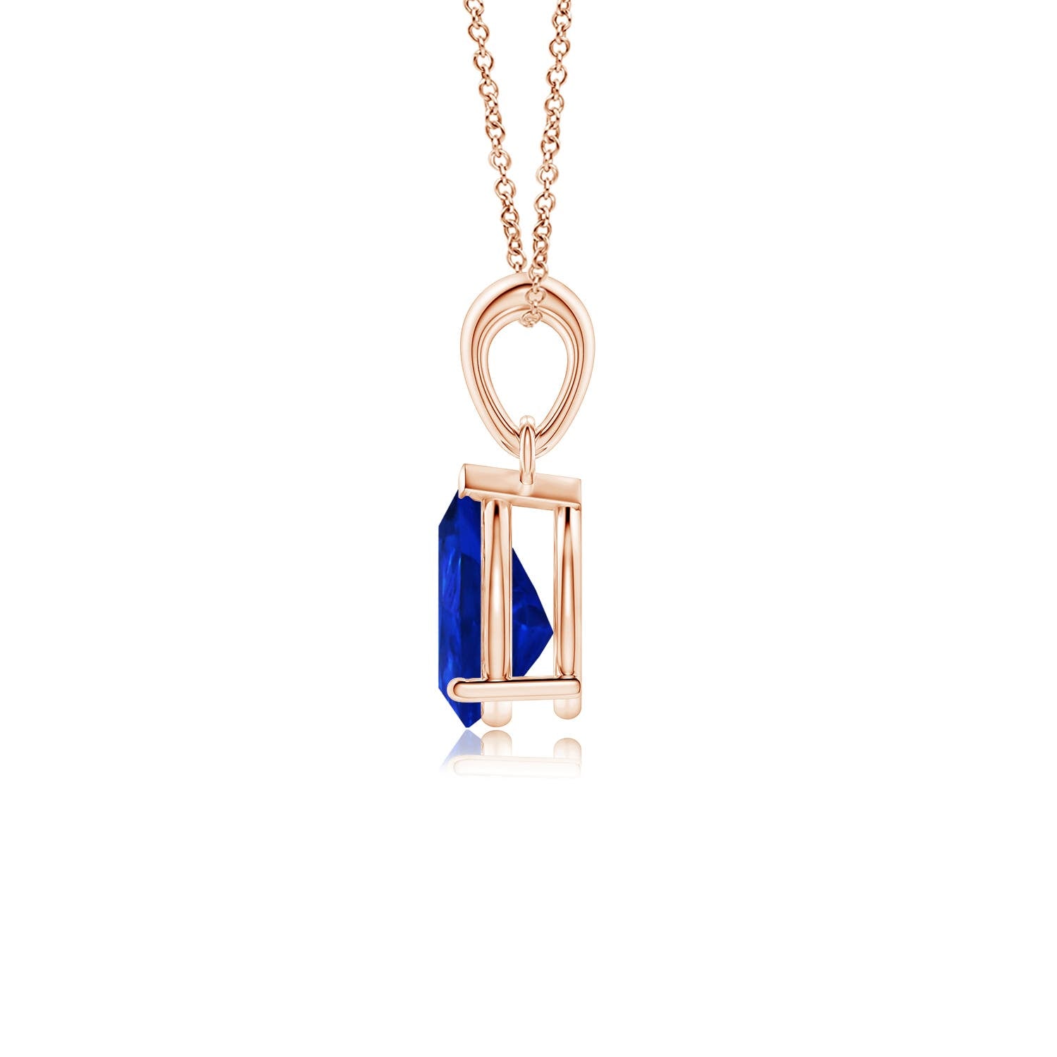 Pear Lab-Grown Blue Sapphire Solitaire Pendant Necklace