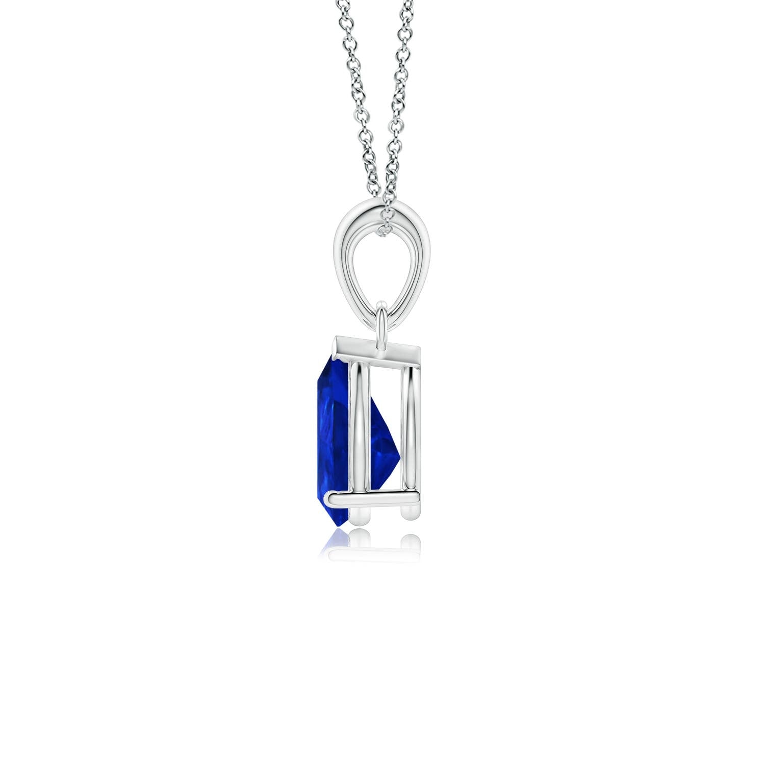 Pear Lab-Grown Blue Sapphire Solitaire Pendant Necklace