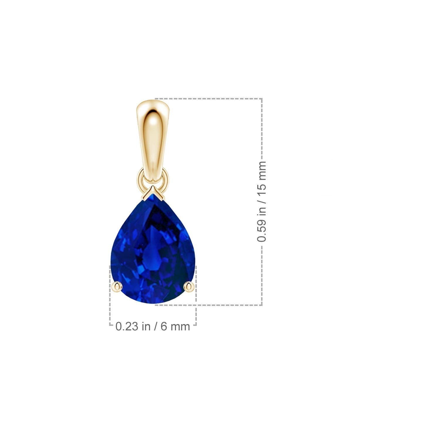Pear Lab-Grown Blue Sapphire Solitaire Pendant Necklace