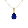 Pear Lab-Grown Blue Sapphire Solitaire Pendant Necklace