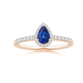 Pear Lab-Grown Blue Sapphire with Halo Moissanite Promise Ring