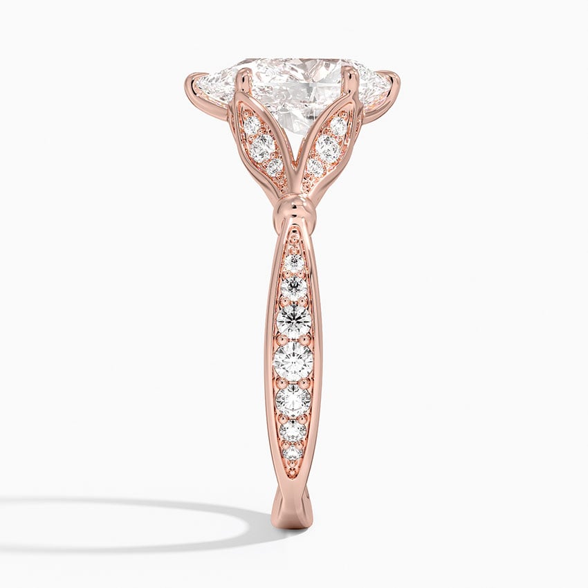 Pear Moissanite Floral Openwork Cathedral Engagement Ring