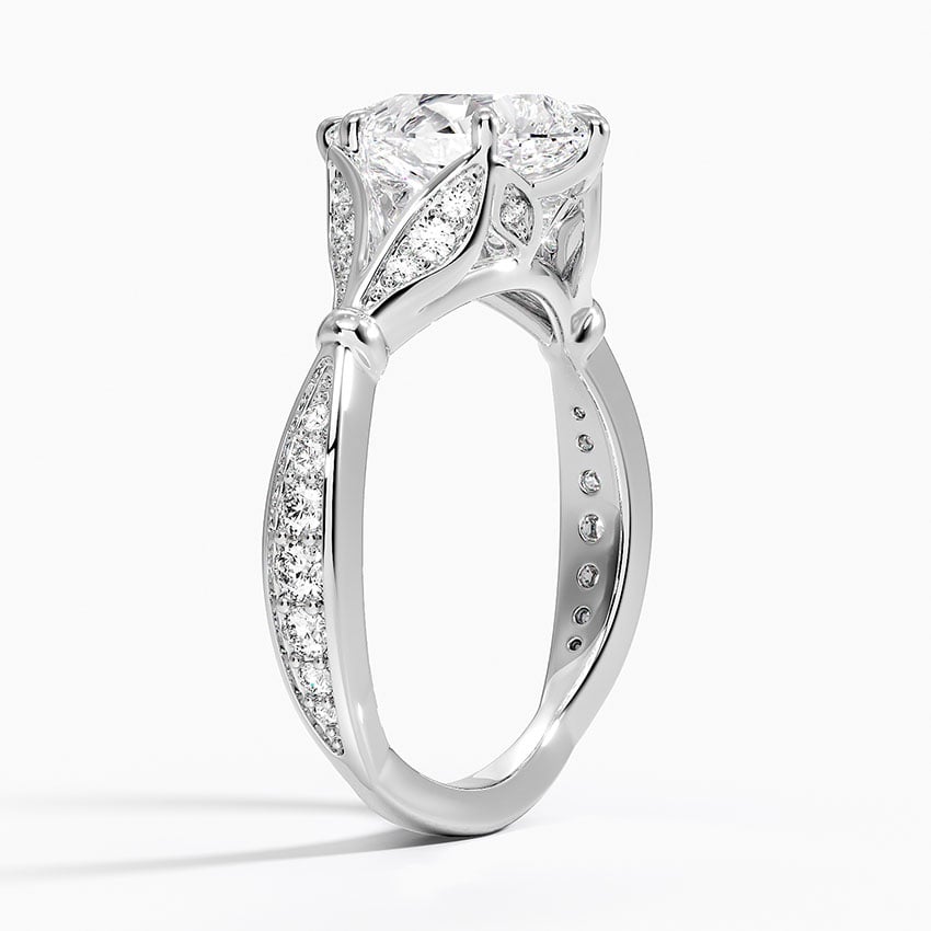 Pear Moissanite Floral Openwork Cathedral Engagement Ring