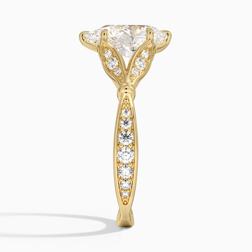 Pear Moissanite Floral Openwork Cathedral Engagement Ring