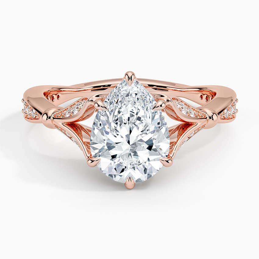 Pear Moissanite Floral Openwork Cathedral Engagement Ring