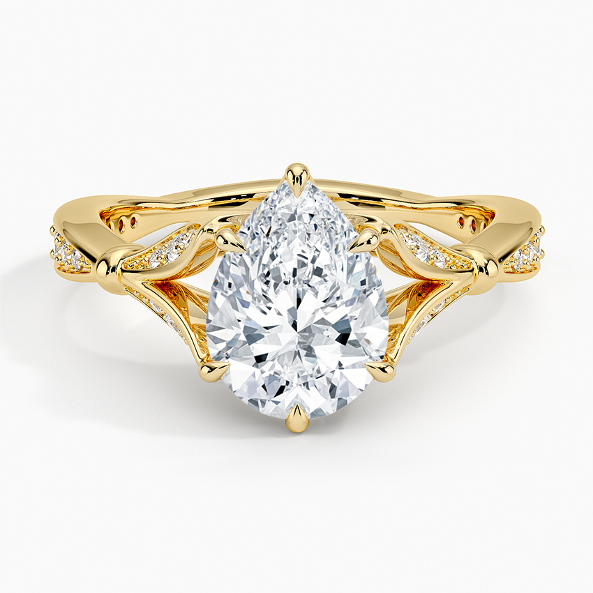 Pear Moissanite Floral Openwork Cathedral Engagement Ring