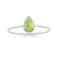 Pear Peridot Bezel Promise Ring – 1.6 mm