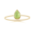 Pear Peridot Bezel Promise Ring – 1.6 mm