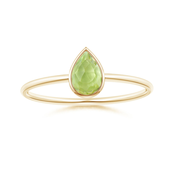 Pear Peridot Bezel Promise Ring – 1.6 mm
