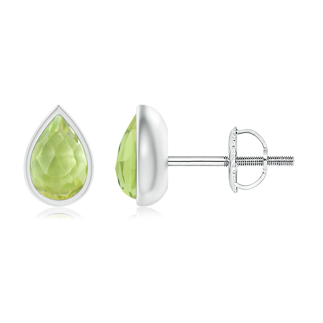Pear Peridot Bezel-Set Stud Earrings