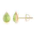 Pear Peridot Bezel-Set Stud Earrings