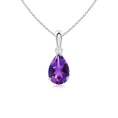 Pear-Shaped Amethyst Solitaire Pendant Necklace