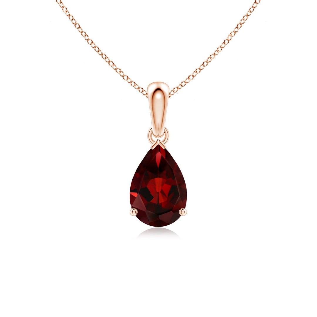 Pear-Shaped Garnet Solitaire Pendant Necklace