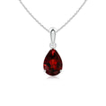 Pear-Shaped Garnet Solitaire Pendant Necklace