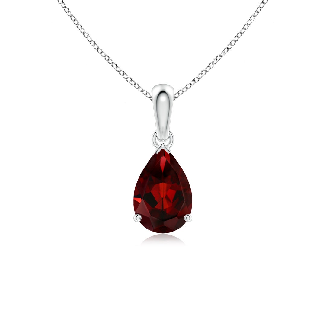 Pear-Shaped Garnet Solitaire Pendant Necklace