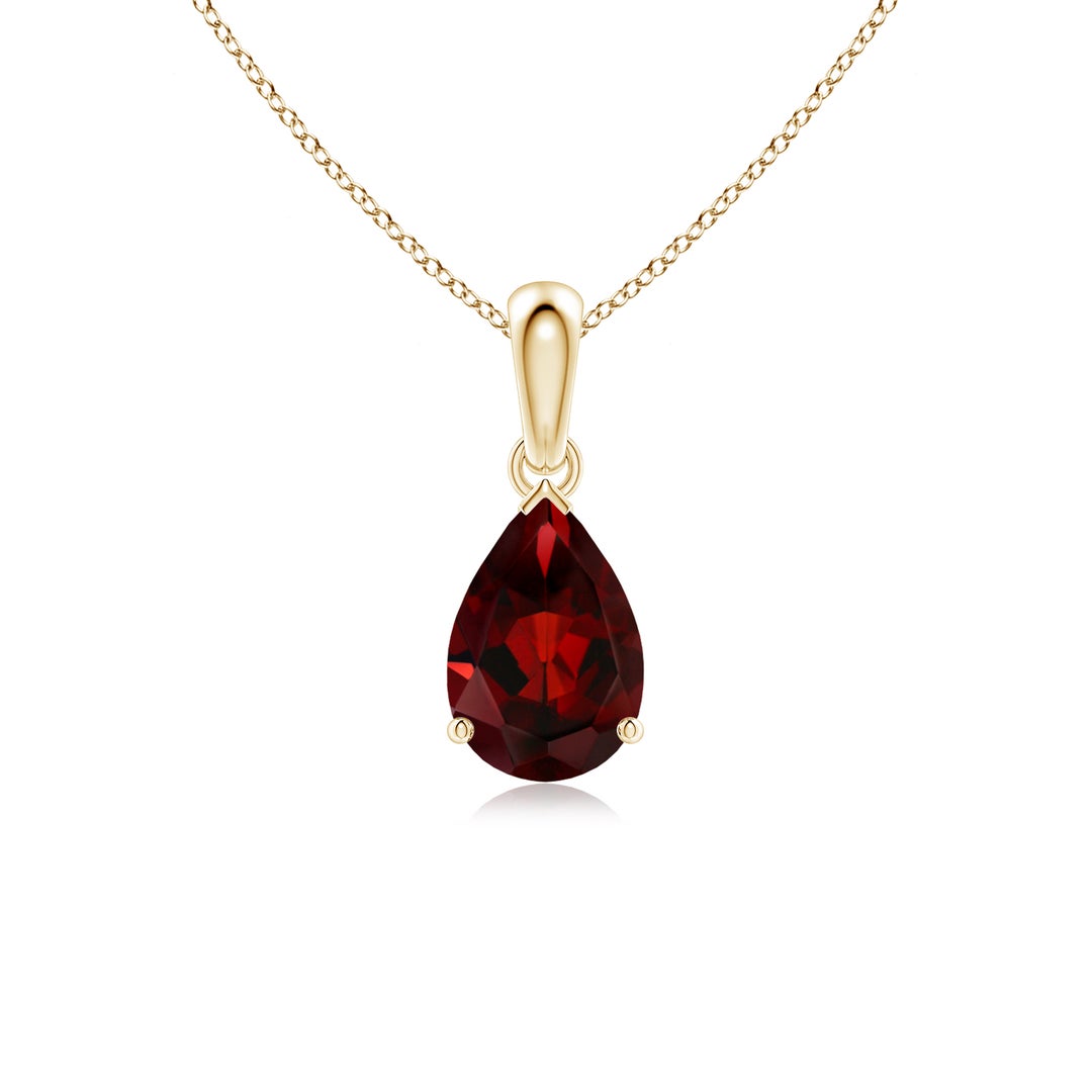 Pear-Shaped Garnet Solitaire Pendant Necklace