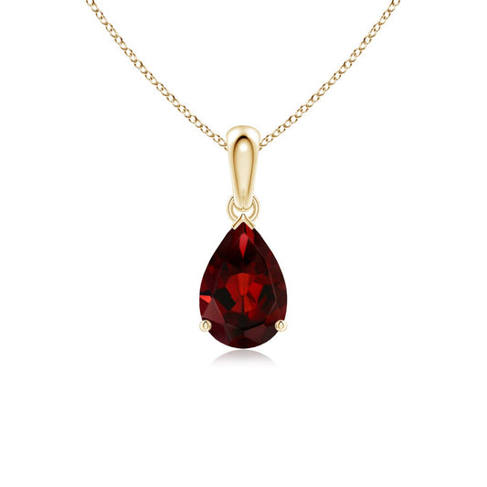 Pear-Shaped Garnet Solitaire Pendant Necklace