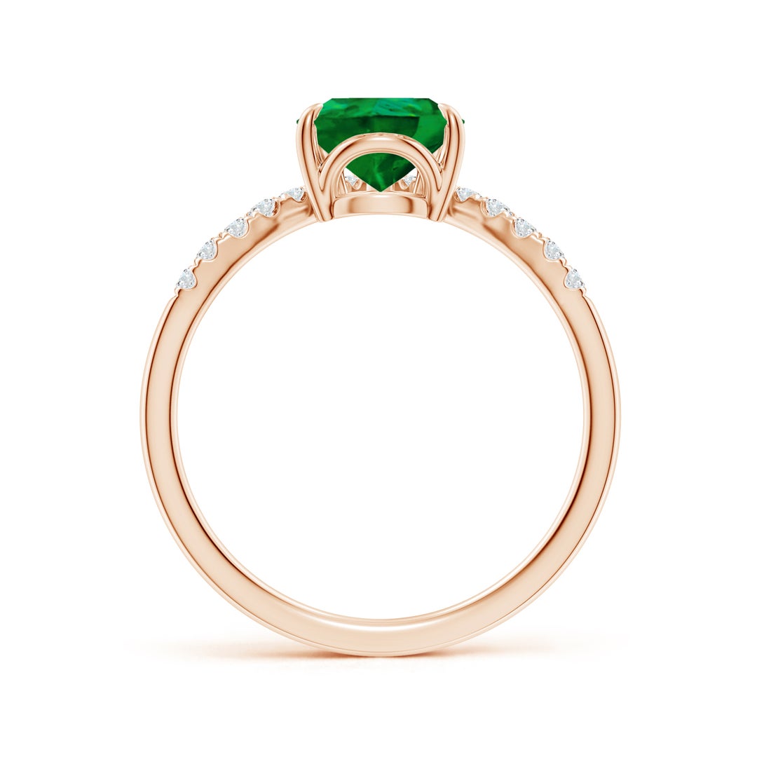 Pear-Shaped Lab-Created Emerald with Moissanite Chevron Engagement Ring
