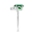 Pear-Shaped Lab-Created Emerald with Moissanite Chevron Engagement Ring