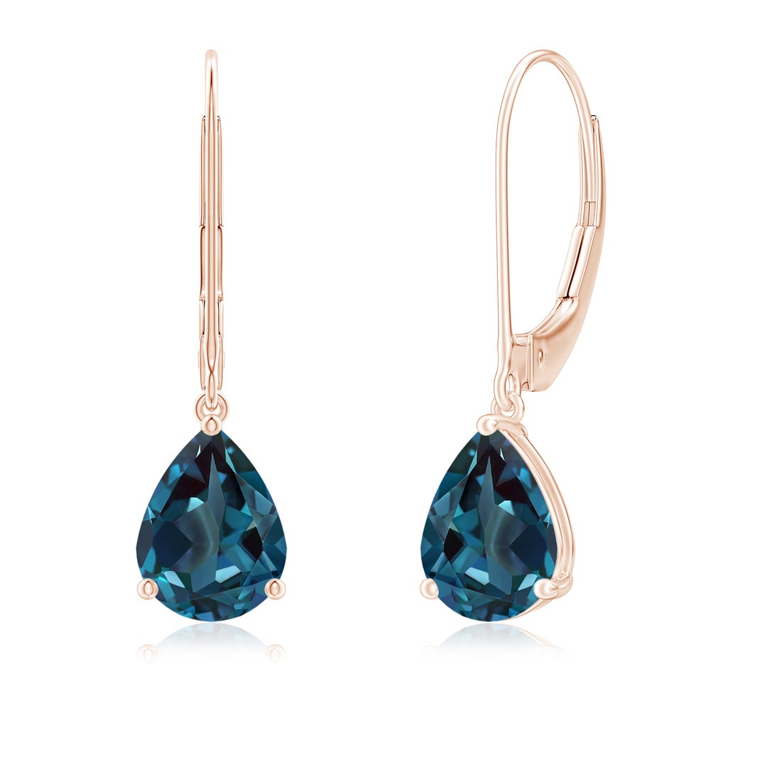 Pear-Shaped Lab-Grown Alexandrite Drop Earrings