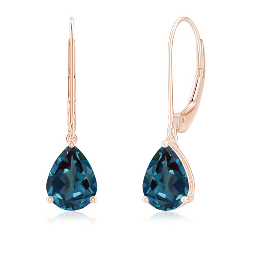 Pear-Shaped Lab-Grown Alexandrite Drop Earrings